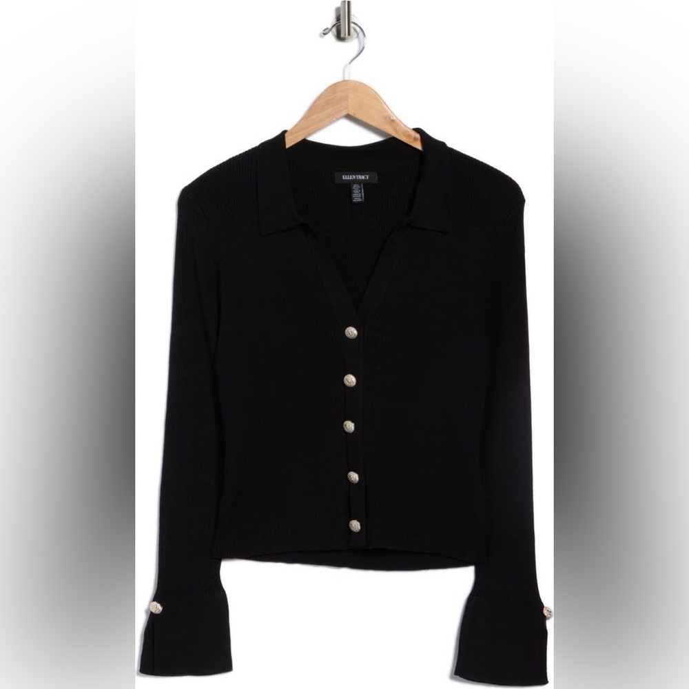 Ellen Tracy Collared Button Cardigan & Skirt - Picture 5 of 14